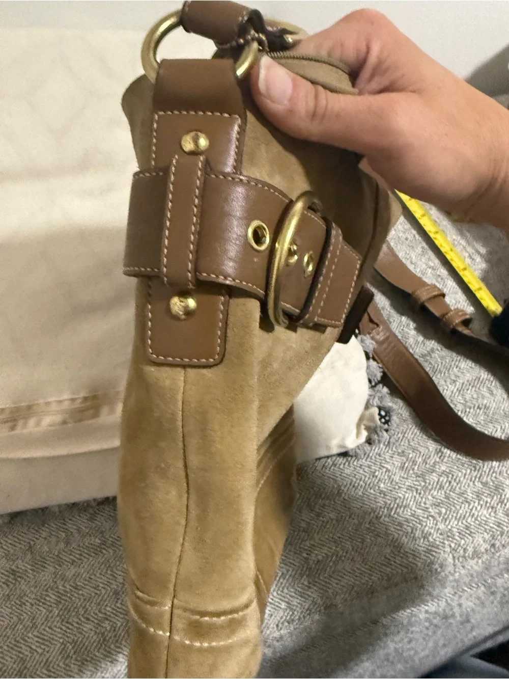Brown Coach Man Suede Messanger Bag